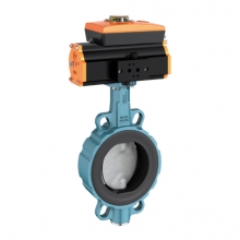 Pneumatic pair of butterfly valves